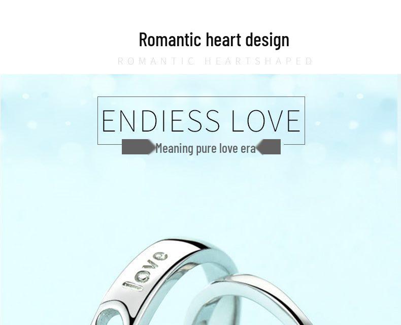 S925 Silver Couple Rings for Men & Women: Japanese & Korean Style Love Heart Matching Rings, Perfect for Proposals and Romantic Gifts.