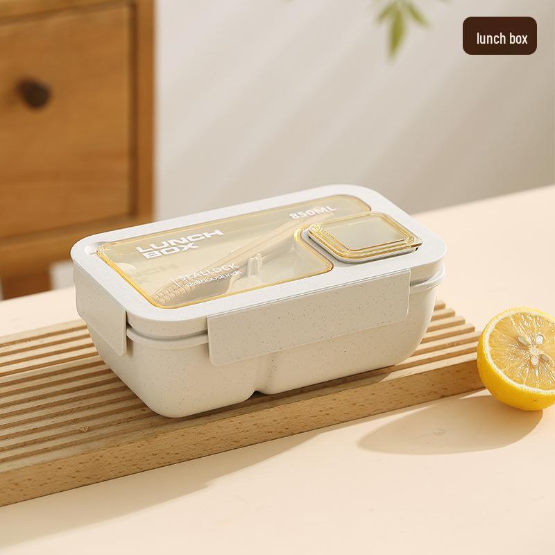 Nordic-Style Stainless Steel Lunch Box with Compartments, Fork, and Spoon - Microwave Safe