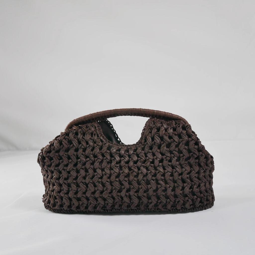 Elegante Bolso de Mano Tejido con Cadena para Mujer Bolso de Hombro de Paja Moderno Bolso Cruzado de Rafia para Playa Nuevo de Verano Bolso Versátil para Mujer