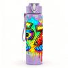 1PC Rainbow Number 67 Graffiti Print 750ml Color Plastic Sports Water Bottle Leakproof Flip Straw Lid Suitable for Sports Office Home Use