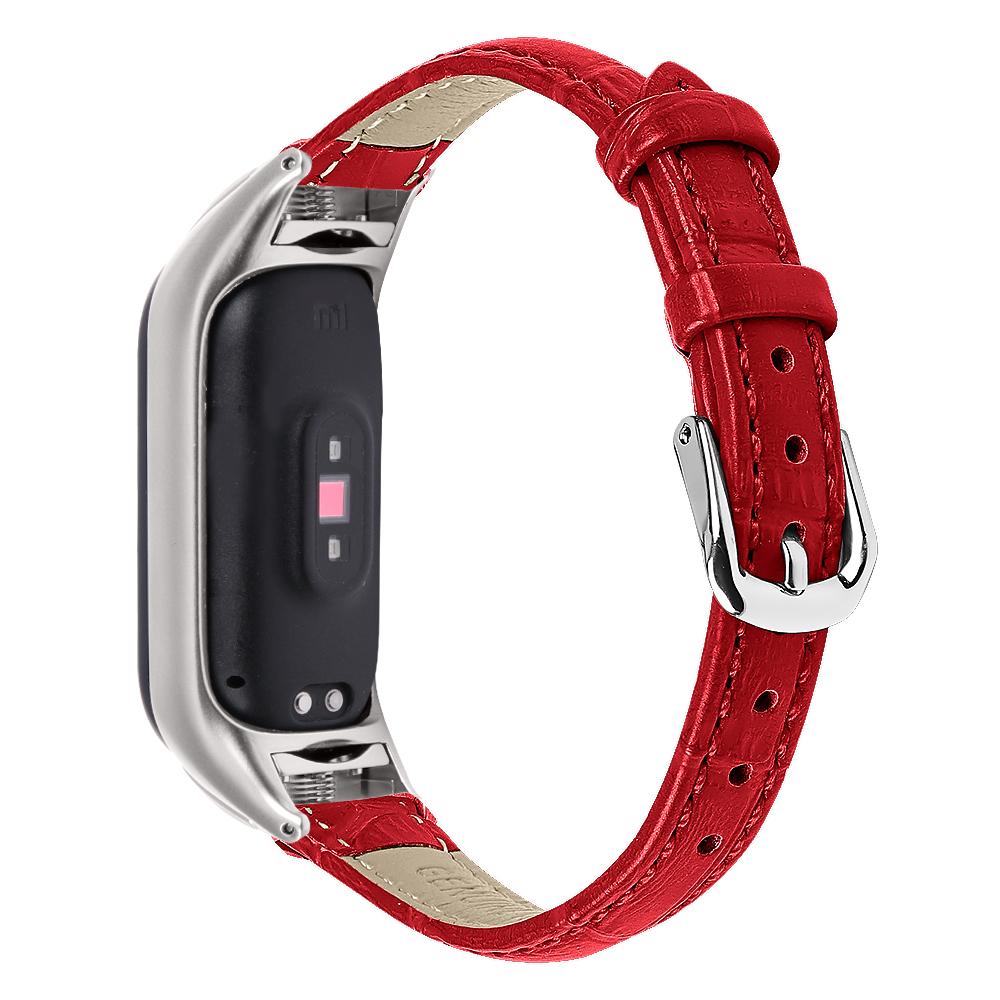 For Xiaomi Smart Band 9 NFC/9/8 NFC/8 Wrist Strap Crocodile Texture Top Layer Cowhide Leather Watch Band