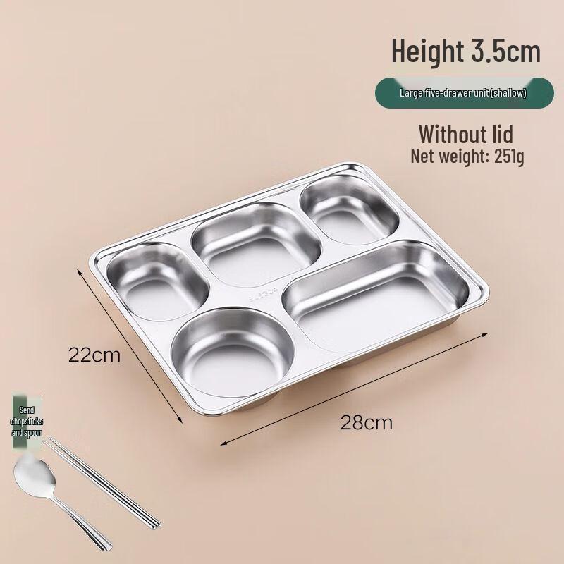 XUANKUNPAI 304 Stainless Steel Divided Meal Tray