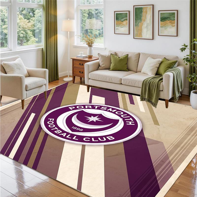 Portsmouth FC Design Kristall-Samt-Teppich Weich Dekorative Matte für Schlafzimmer Eingang