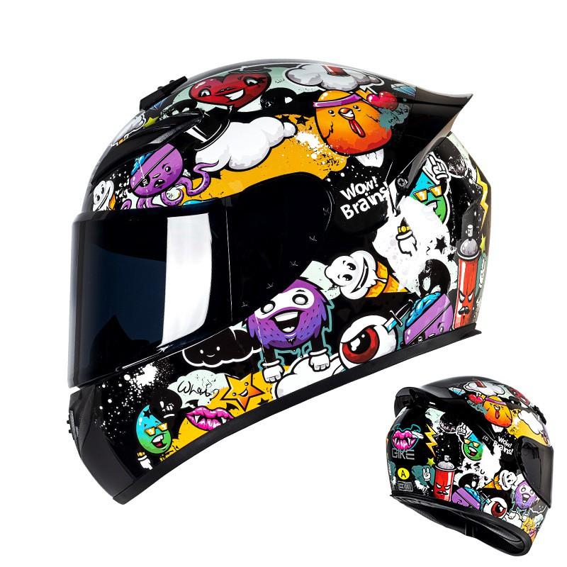 Full Face Motorcycle Helmet Adults ABS Material 3C Certified All Season Universal Fit With Visor