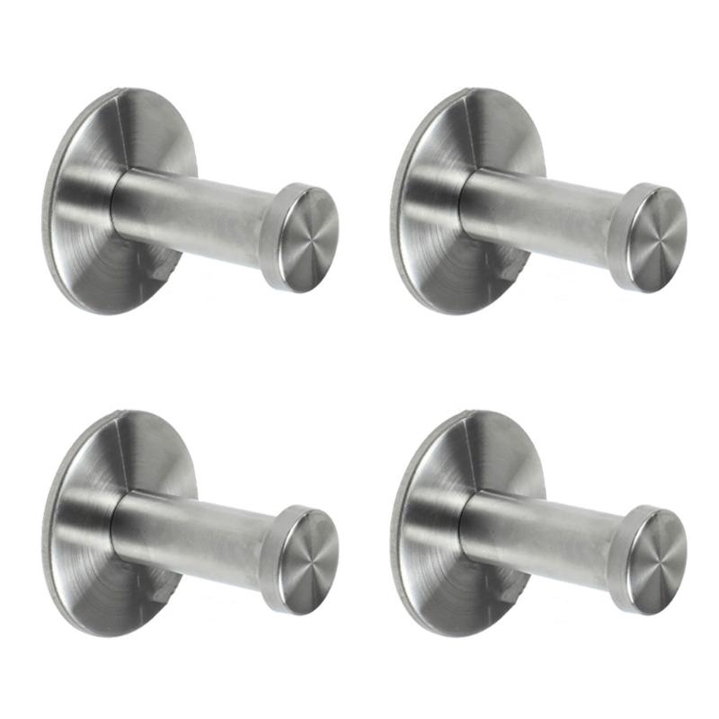 4Pcs Wall Mounted Coat Hook Stainless Steels Coat Hanger Heavy Duty Robes Hook Single Hook for Bag, Towel, Key, Hat