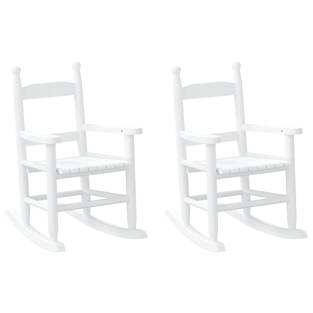 Vidaxl Children's Rocking Chairs, 2 Pcs, White, Poplar Wood