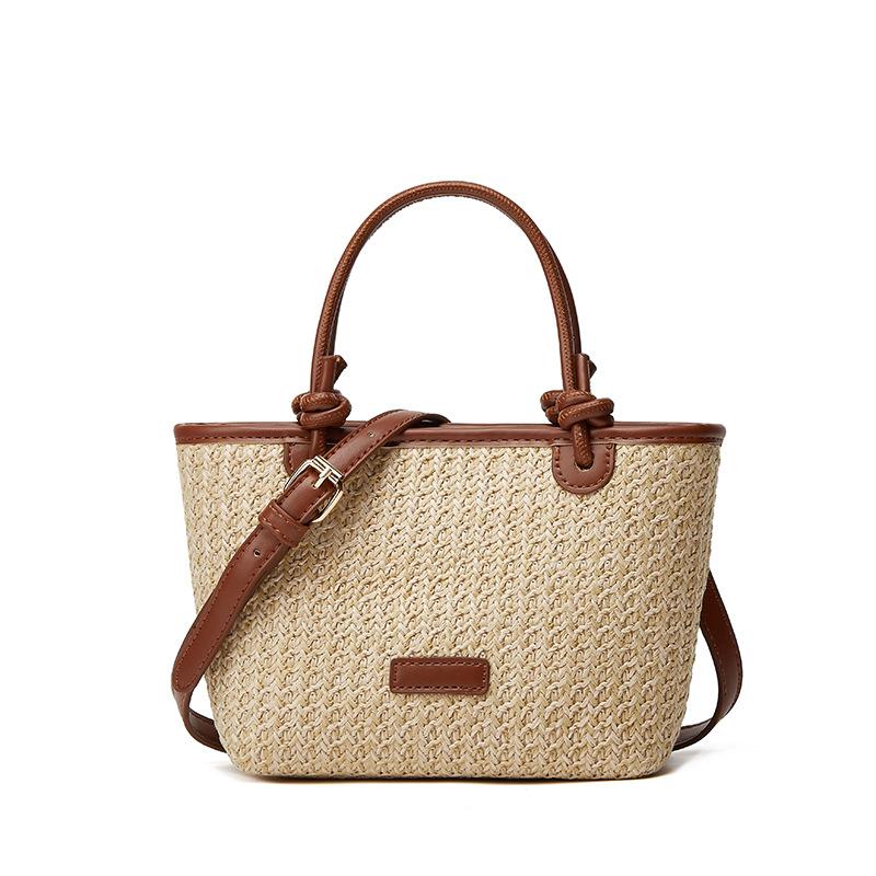 

Летние каникулы пляжный ветер соломенная сумка портативная сумка-мессенджер новая сумка-корзина для овощей с узлом из веревки плетеная сумка коричневый