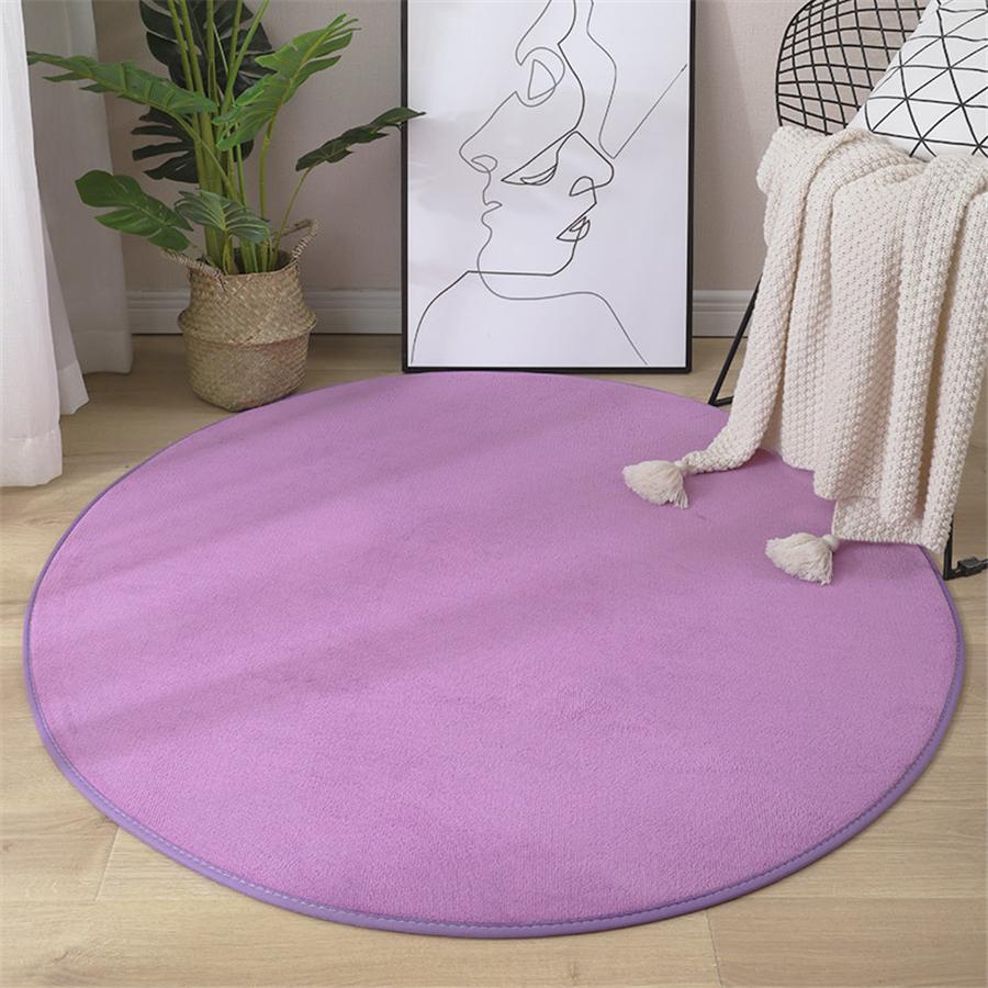

Newest Round Coral Velvet Carpet Color Water Absorption Sofa Carpet Memory Foam For Bedroom Living Room Children rug Yoga Mats 60x60cm фіолетовий