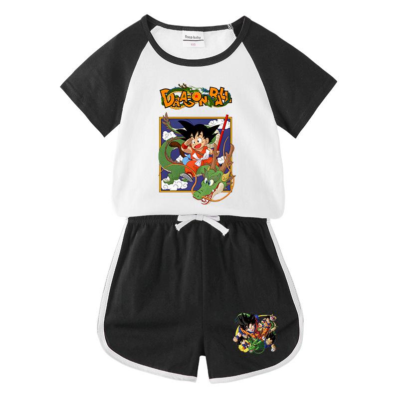 Kids' Summer Color Block Sports Set: Short Sleeve T-shirt & Hot Pants for Boys & Girls