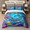 Ocean Mermaid Theme Custom Text Or Name 3Pcs Bedding Set 1 Flat Sheet & 2 Pillowcases Personalized Home Bedding