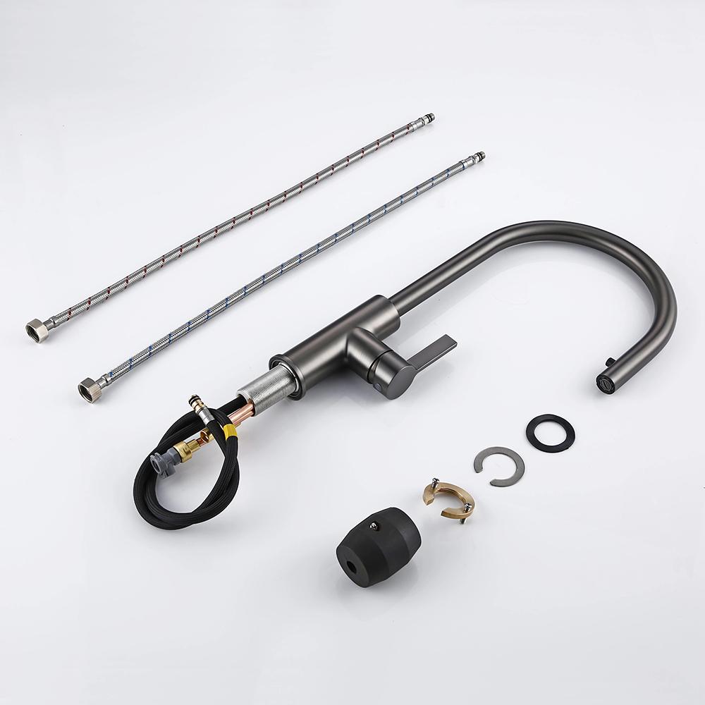 

Смеситель для кухни с одной ручкой, выдвижной, матовый, черный, вращающийся, для мойки с горячей и холодной водой, кухонный кран