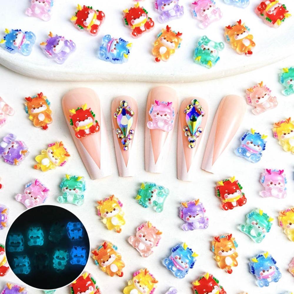 

10Pcs/set Chinese New Year Dragon Nail Accessories Dragon Nail Rhinestones Manicurist