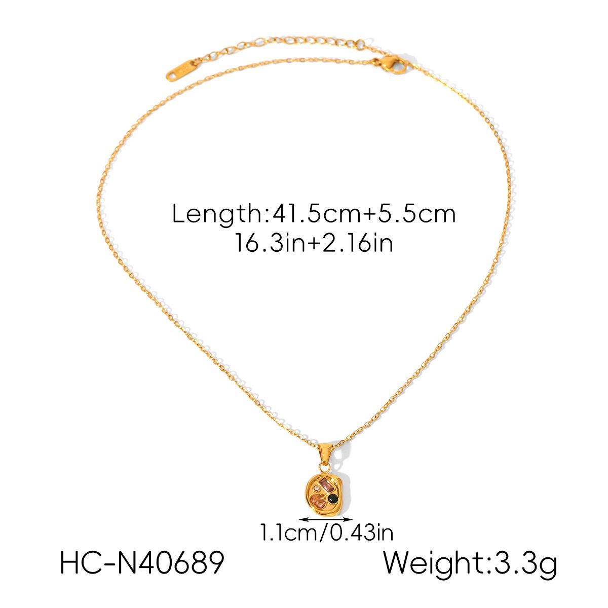 

18k Gold Necklace with Irregular Shape Pendant Set with Colorful Diamonds, Clavicle Chain, Niche Design Jewelry