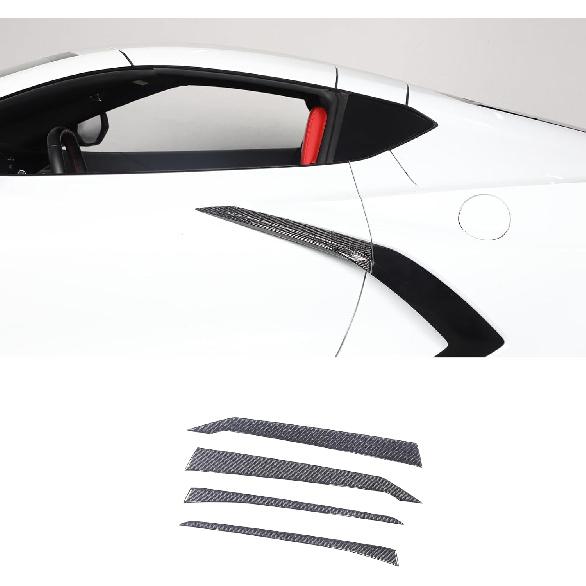 4 Stück Außen Türgriff Abdeckung Zierleiste Kompatibel mit Corvette C8 Stingray 2020-2024 Echte Kohlefaser Seitenkotflügel Lüftungsgitter Tür Zierleiste C8