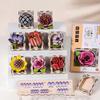 Handmade 3D Wooden Flower Refrigerator Magnet & DIY Puzzle Stickers