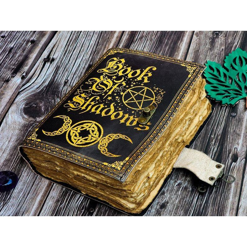 Book Of Shadows, Leather Grimoire, Leather Journal, Magic Book, Celtic journal The Morrigan, Leather book Travel notebook