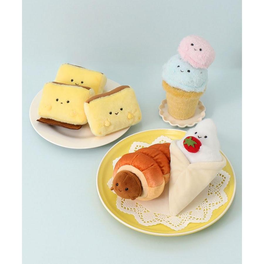 BlueBleu Favorite Snacks Sweets Dessert Crepe Chocolate Cornet Ice Cream Castella Motif Character Poka Plush Toy Mascot Palm-Sized Interior Nui-tori