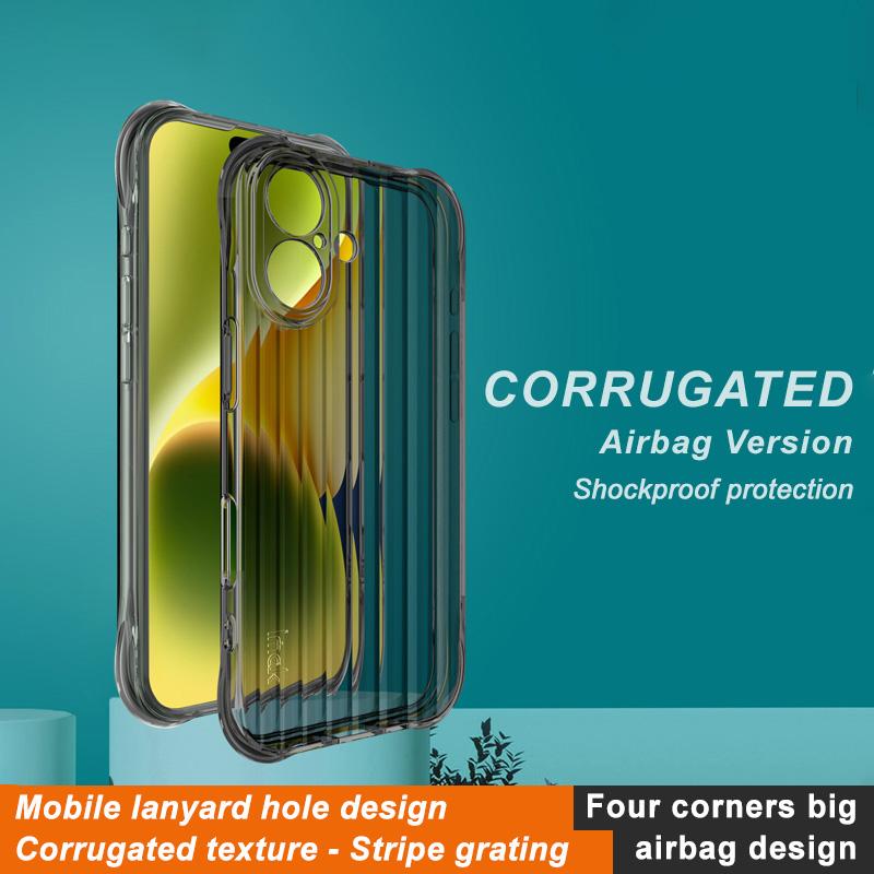 IMAK For iPhone 16 Case Corrugated Texture Airbag Protection TPU Phone Cover
