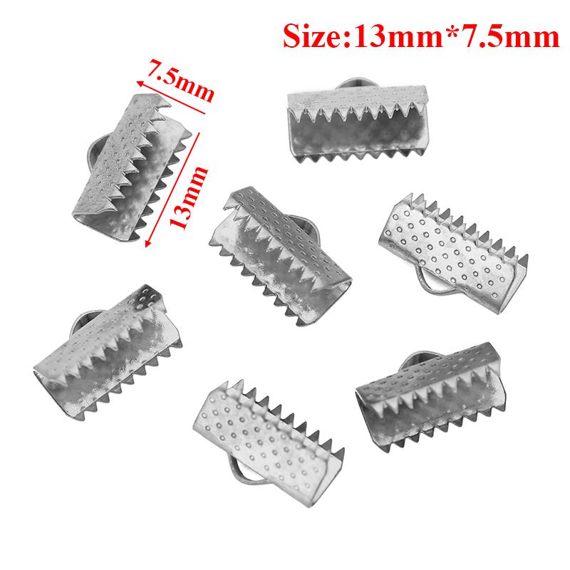 20pcs Crimp Beads Cord End Caps Cove Clasps String Ribbon Leather Clips Foldover Connectors for DIY Jewelry Findings Supplies