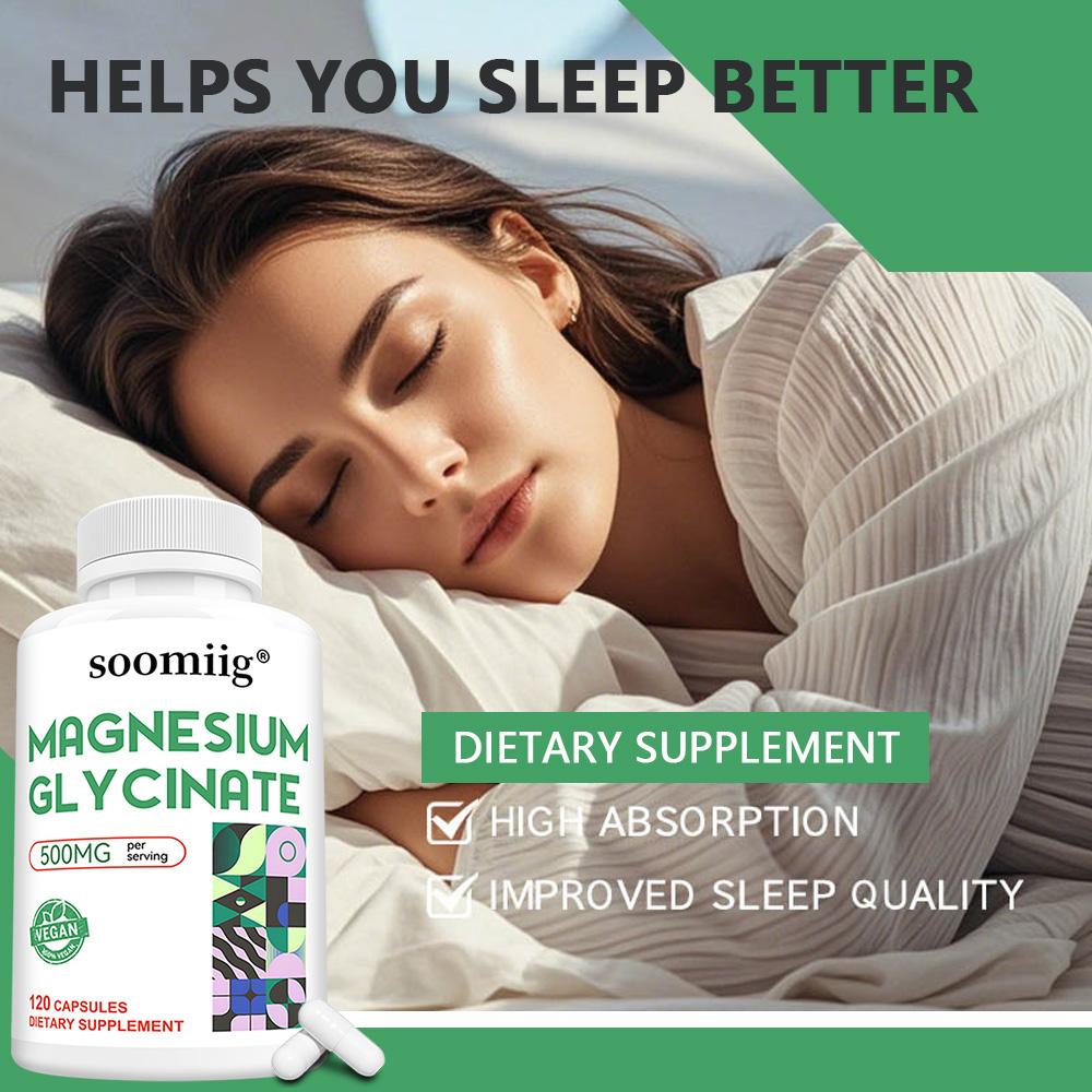Magnesium Glycinate 500mg, 120 Capsules — Improves Mood, Boosts Immunity