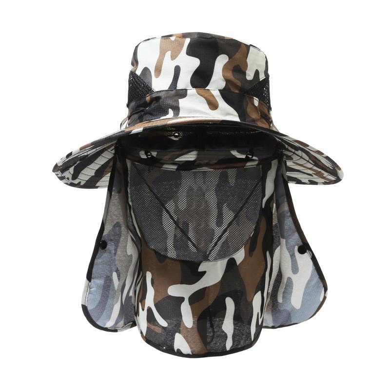 Summer Mens Wide Brim Sun Hat With Removable Mask For Outdoor Fishing And Sun Protection
