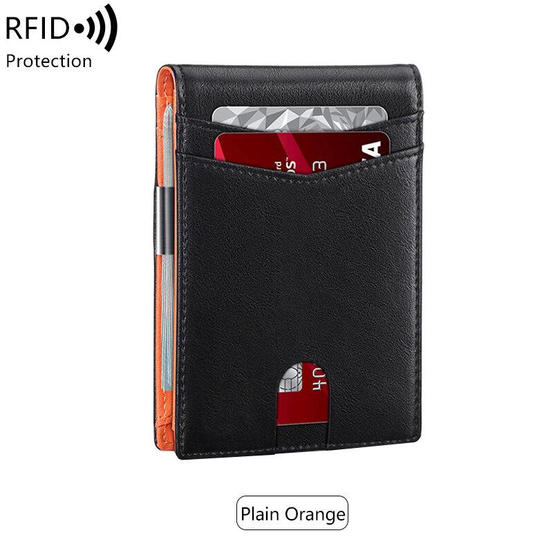 Minimalist Men's RFID Blocking Multi-functional Ultra-thin 12-card Wallet, Front Pocket Bi-fold Solid Color Portable Card Holder