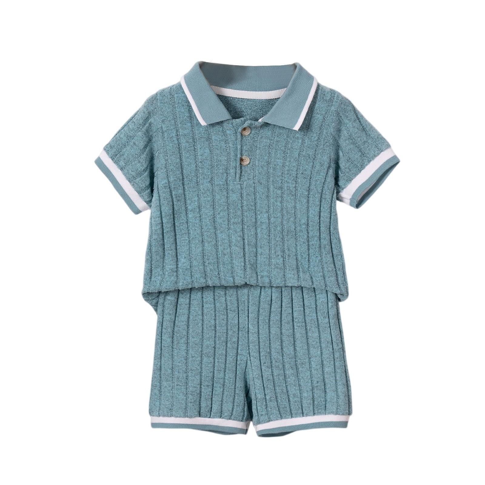 

Комплект в полоску для мальчиков - Рубашка с коротким рукавом и шорты 90