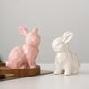 Ceramic Rabbit Sculpture Animal Figure Statue for Easter Table Decoration and Garden Desktop Display