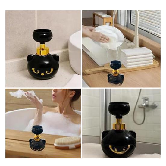 1/2/3Pcs Cat Shape Foam Soap Dispenser Black Kitten Design Reusable Soap Pump Cat Lover Bathroom Decor
