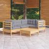 Day and Night - Day and Night Garden Furniture Set 5 Pieces and Gray Pine Wood Cushions