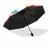 1pc Pink Donut Automatic Folding Umbrella - 8-Rib Iron Frame,  Portable Sunshade with Plastic Handle yy250731239