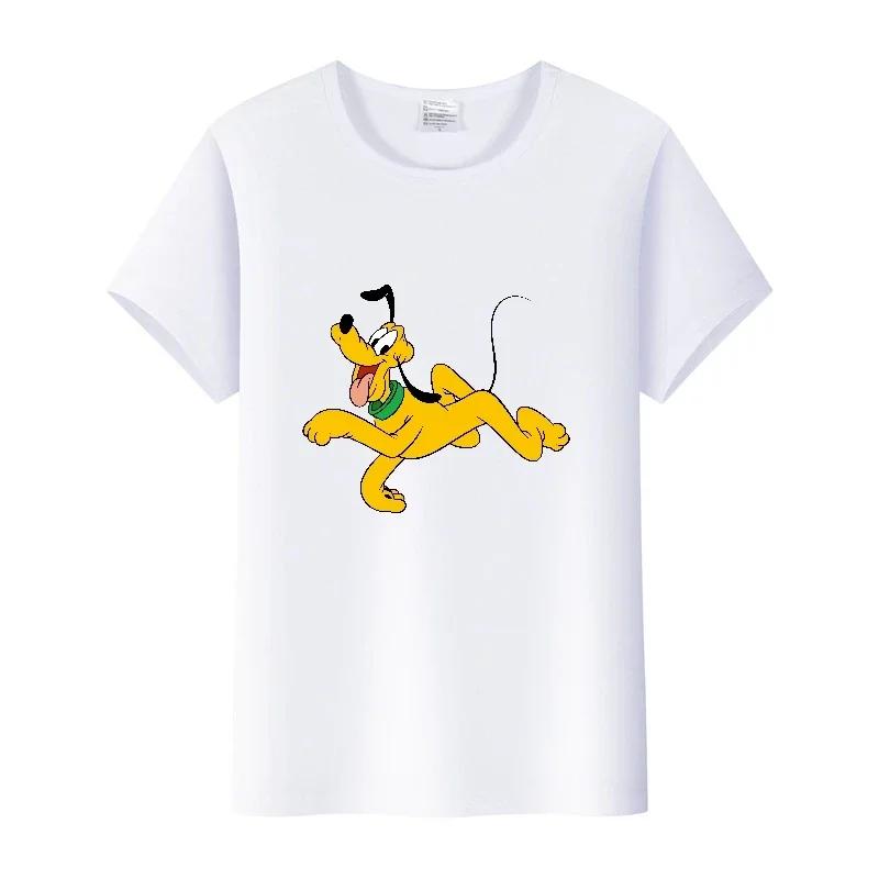 Casual Cartoon Goofy Pluto Clothes Plus Size T-shirt Summer White Tees 90S Tops Harajuku Blouses Tshirt Unisex
