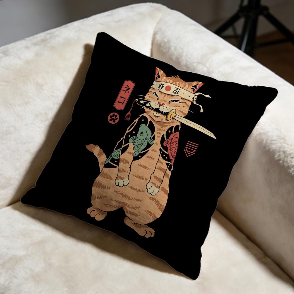 Japanese Style Cat Cushion Cover Soft Decorative Pillow Case Suitable for Bedroom Sofa Car Travel Use