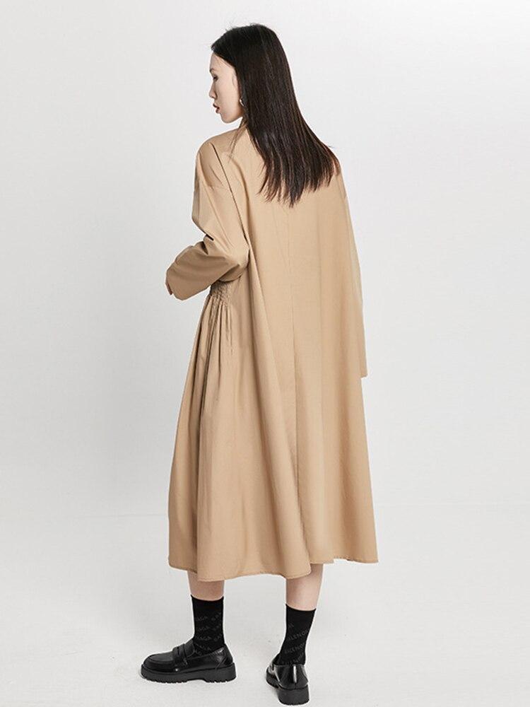 Xitao Pevný plisovaný dámský volný rolák trenčkot WLD6897