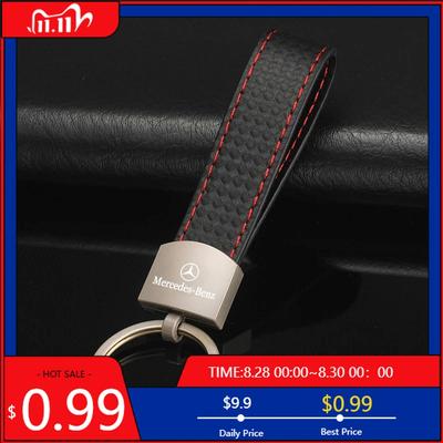GLC GLB Car Keychain Metal Buckle Plaid Pattern Luxury Keyring For Mercedes Benz AMG GLC GLK GLE W203 W206 W220 W205 W211 W212