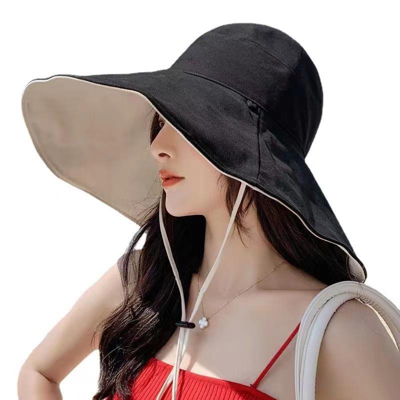 1Pc Doublesided Largebrim Hat Perfect for Summer Beach Style Outdoor Commuting Vacation Sun Protection Fashionable and Versatile