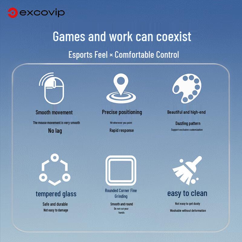 EXCO Transparent Glass Gaming Mouse Pad