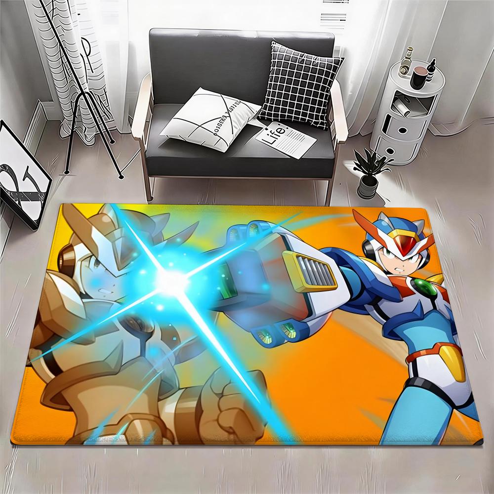 Game M Mega Man Floor Mat Eco Flannel Doormat Non Slip Odorless Indoor Floor Rug Soft Short Plush Home Mat