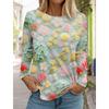 Mode femmes manches longues fleur T-Shirt col rond à manches longues vêtements décontracté vacances cadeau vêtements mode fête T-Shirt