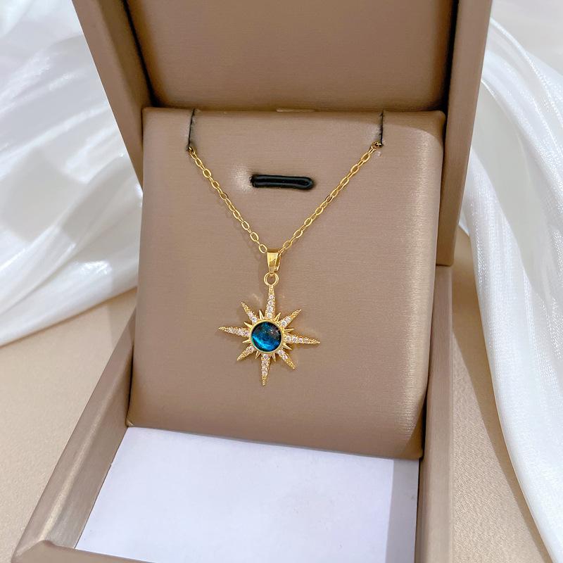 Xingmang Planet Zircon Light Luxury Temperament Gorgeous Full Diamond Necklace Female Versatile Collarbone Chain Titanium Steel Chain