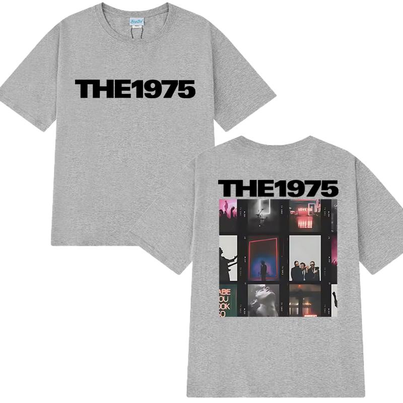 Hot Sale New Rock Band The 1975 Double Sided Print T Shirts Men Women Vintage Tops Unisex Oversized Cotton Short Sleeve Tshirt