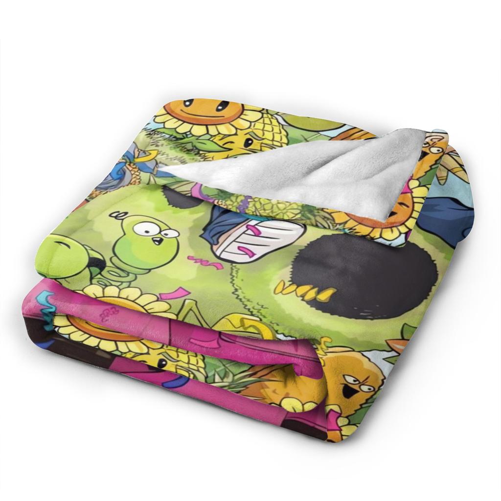 P-Plants-vs-Zombies Video Games Flannel Blanket Soft Durable Bedding Throws for Living Room Travel Fun Bedspread Sofa Bed Cover