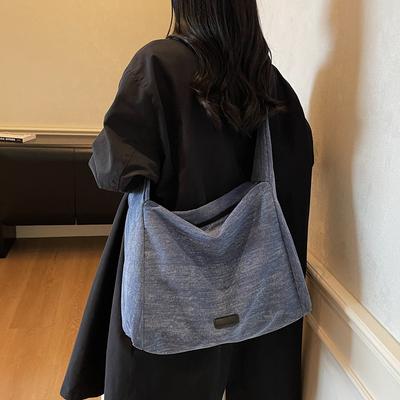 Japanese Commuter Canvas Bag Women's 2025 Autumn New Fashion Simple Trendy Large-capacity College Student Shoulder Tote Bag