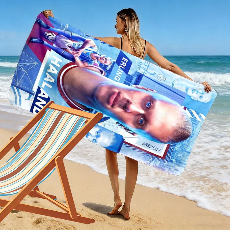 Erling Haaland König Strandtuch, Großes Weiches Schnelltrocknendes Handtuch für Strand Camping Schwimmen