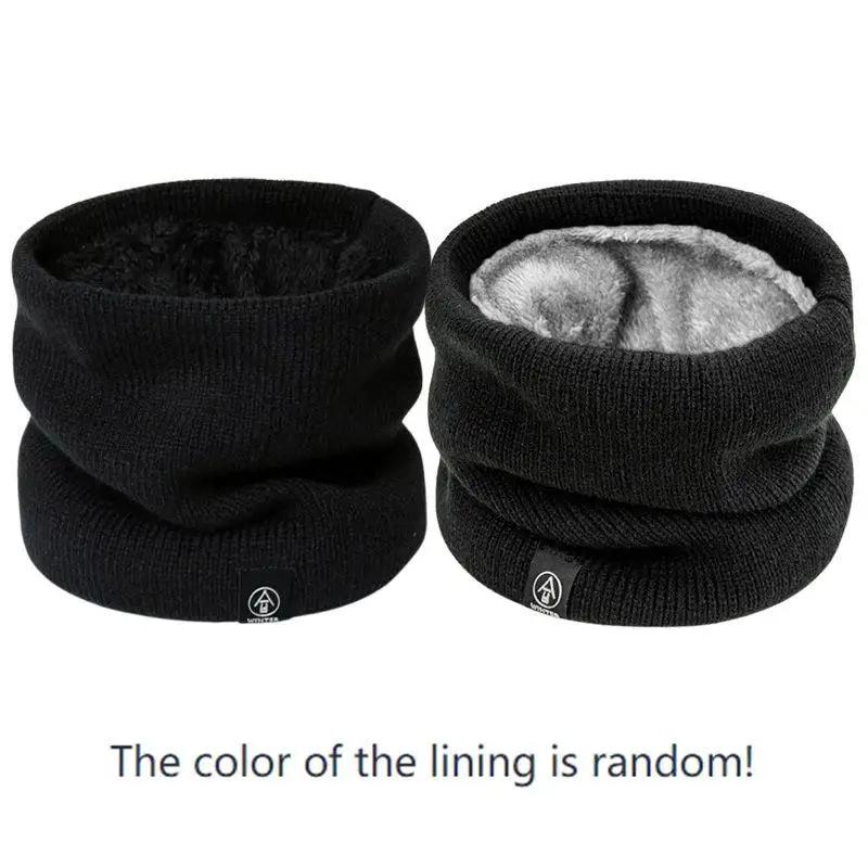 Knitted Solid Color Scarves Warm Thickened Neck Scarfs Ski Face Mask Tube Circle Scarf for Skiing Hiking Cycling