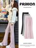 Women's High-Waisted Pink Velvet Flare Sports Pants - Spring 2026 American Style Slimming Sweatpants