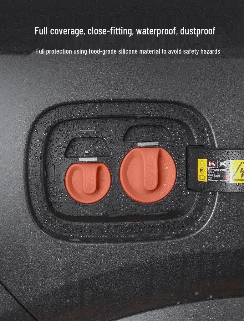 Silicone Waterproof Magnetic Charging Port Cover for Ideal L6-L9 Cars - Black Tech Accessory