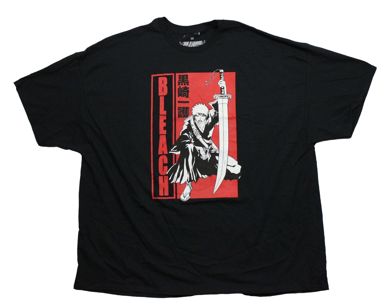 Bleach New Adult T-Shirt - Ichigo Crouching Holding Giant White Sword in Red Box L