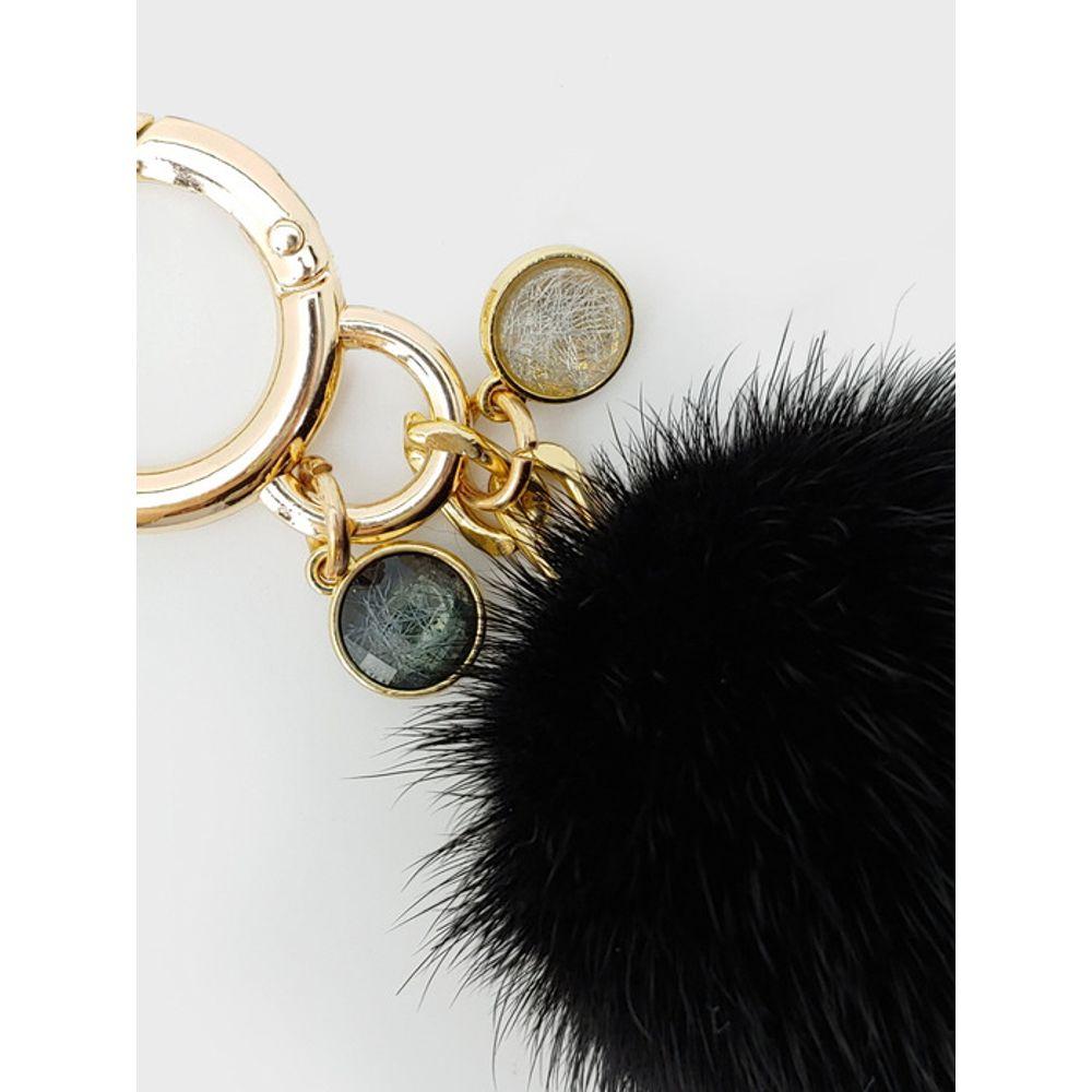 LALA Schlüsselanhänger aus echtem Nerzfell - Schwarz