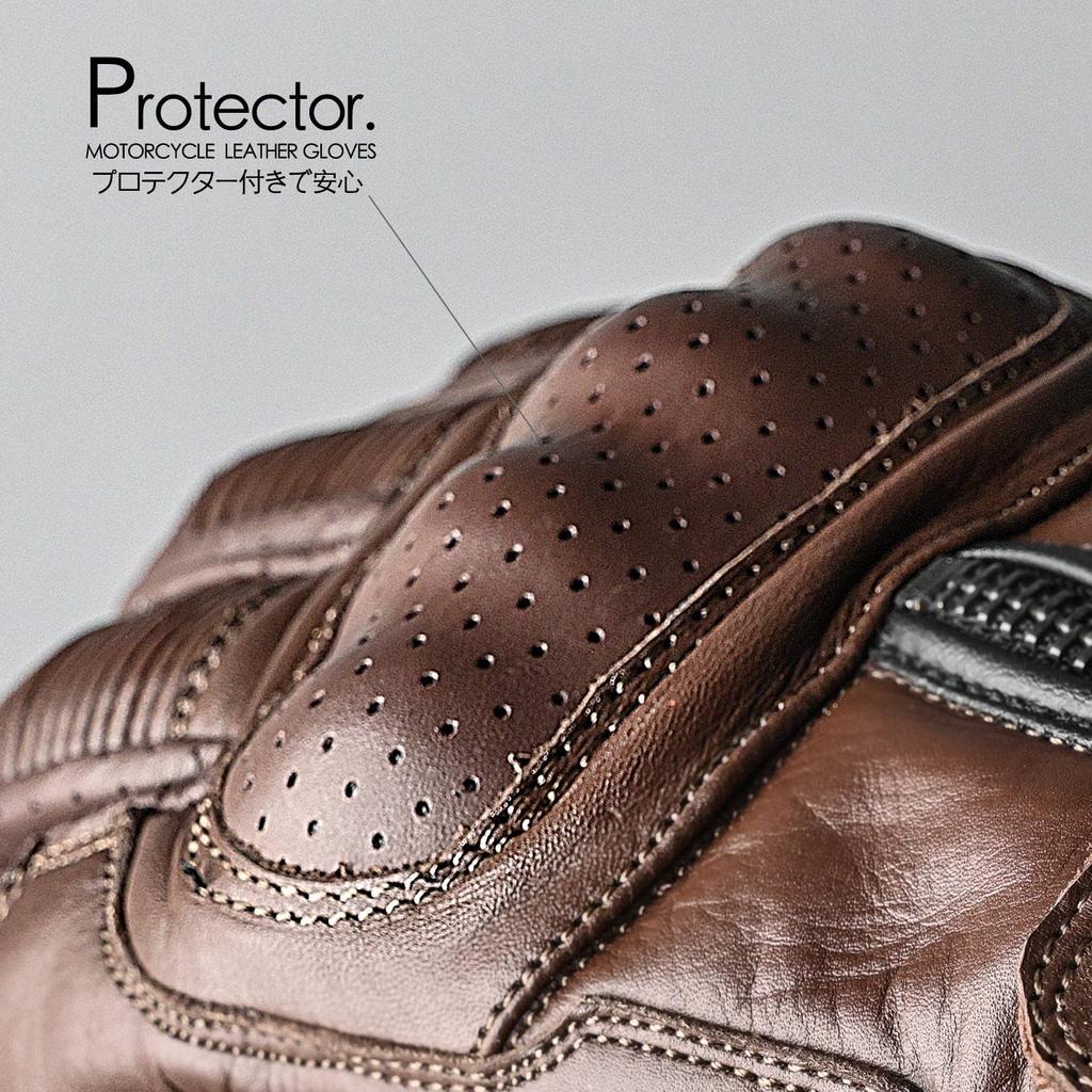 RIDEZ Genuine Leather Motorcycle Protective Smartphone Cowhide Leather All Brown Retro American Gloves, Compatible, Men's Gloves, Season, Spring,